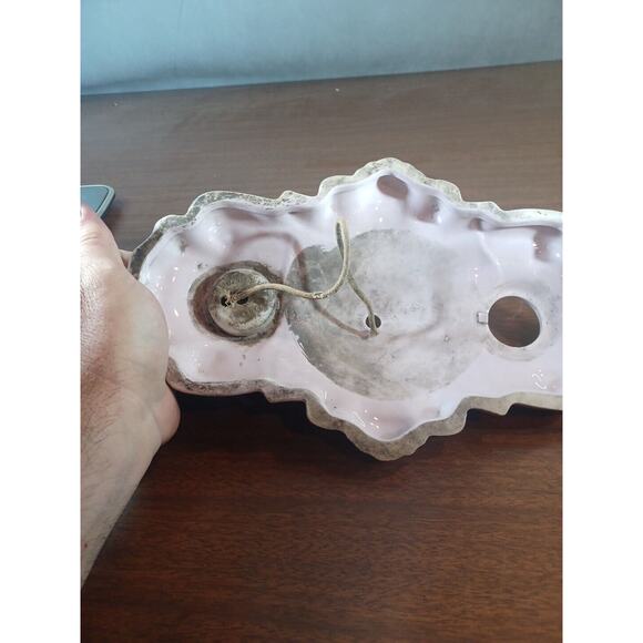 VINTAGE PORCELIER LIGHT fixture PINK SUNBURST GOLD GUILD 2 Bulb - Picture 6 of 10